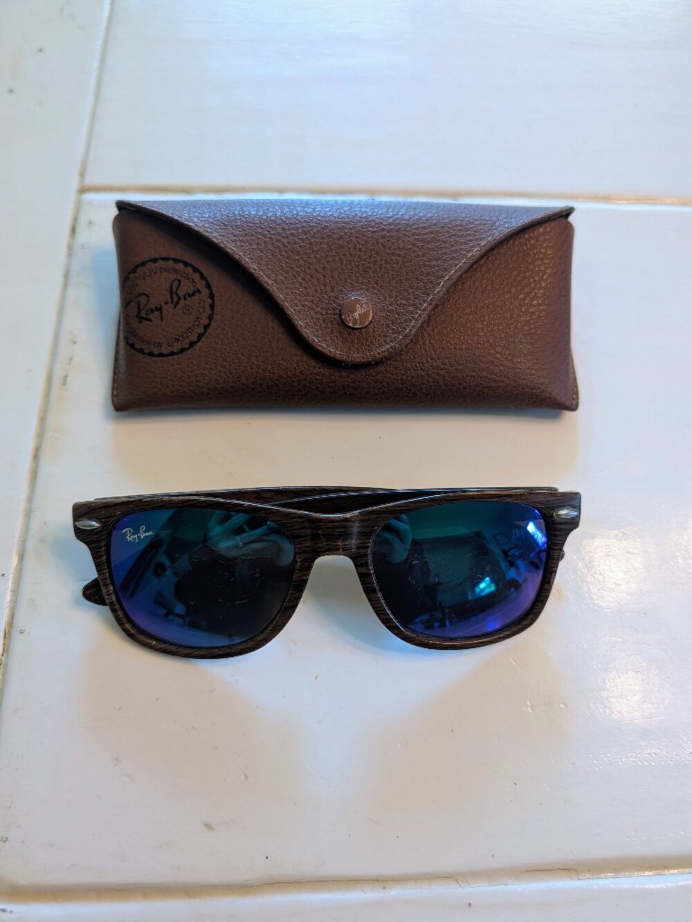 VTG Ray-Ban Woodies KS1130 Blue Lens Sunglasses Case Made in Taiwan Rare Unisex